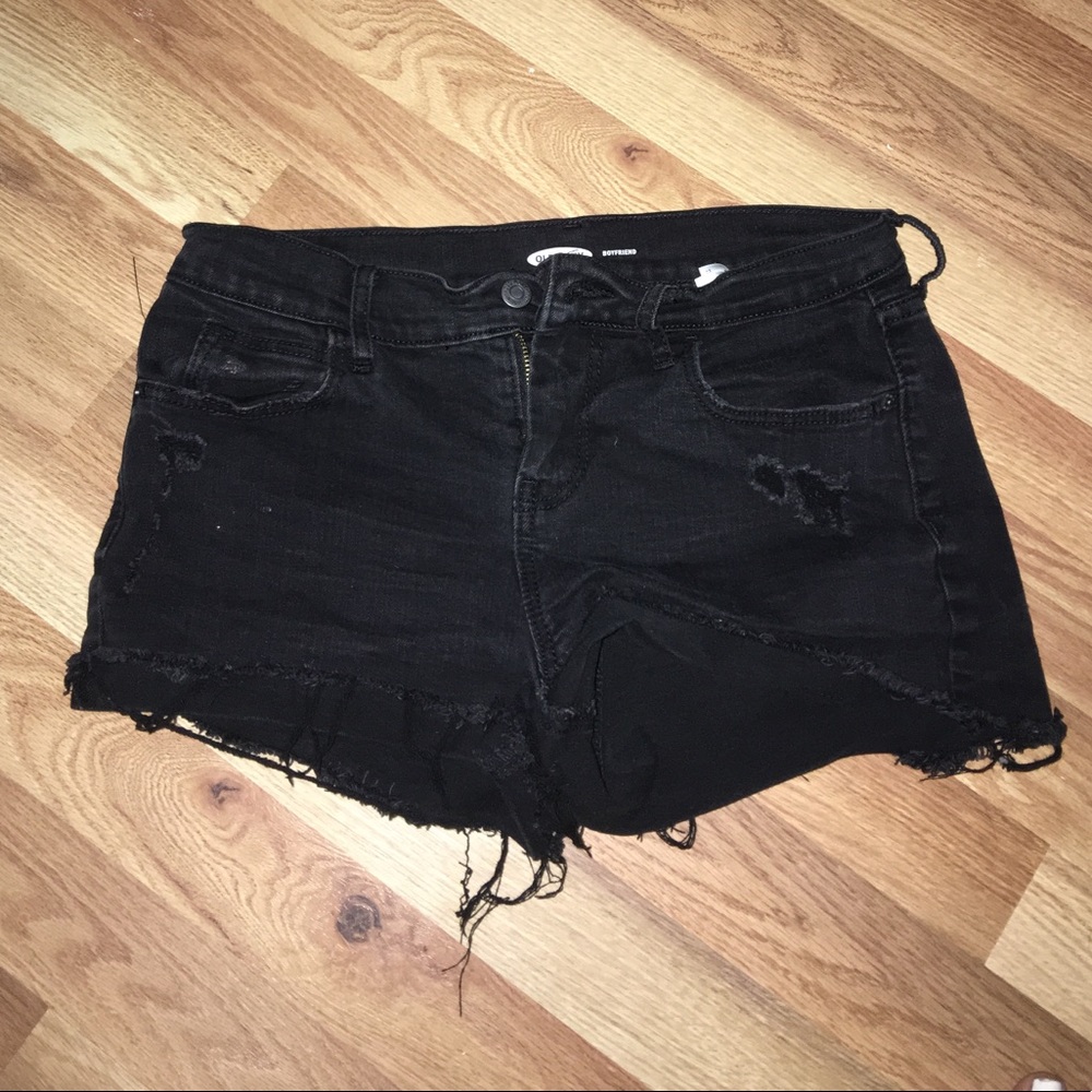black jean shorts